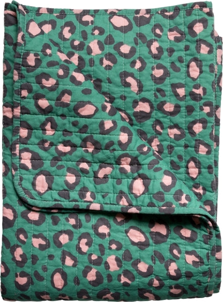 Leopard plaid i smaragd/pink fra EJA - unik boligindretning