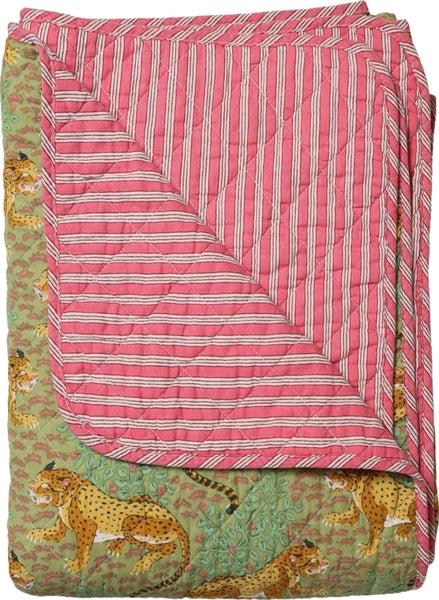Plaid, Quilt Ethnic - Jungle med pink bagside fra EJA