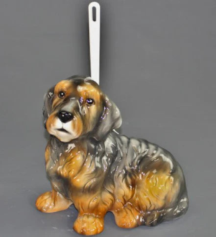 Gravhund toiletbørsteholder - porcelænsfigur originalbillede