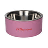 Chardognay madskål i pink metal med gravhunde-motiv fra GiftCompany