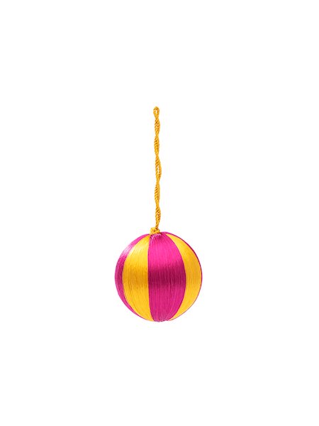 Pink/gold striped Christmas ornament