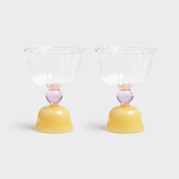 Karamel Tulip Glas - Sæt af 2 stk. fra klevering