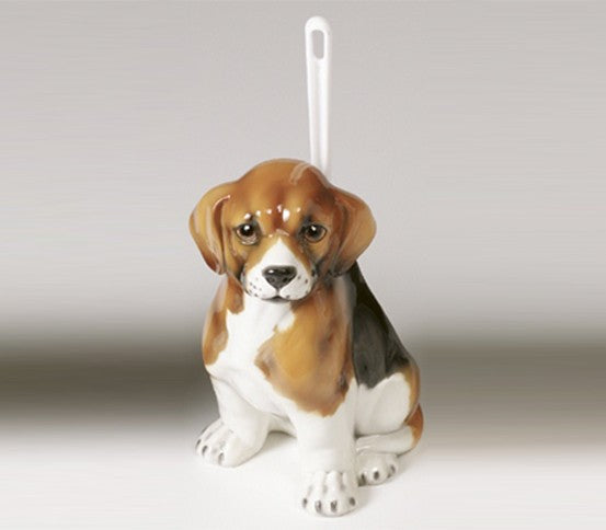 Beagle Toiletbørsteholder - porcelænsfigur set fra en anden vinkel