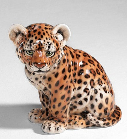 Leopard unge - porcelænsfigur 50 cm set fra en anden vinkel