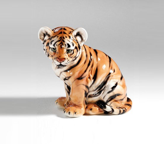 Tiger unge - porcelænsfigur 50 cm set fra en anden vinkel