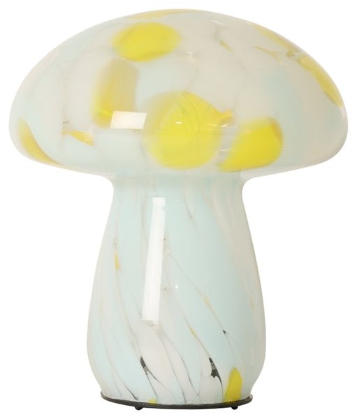 Svampe lampe i gul/hvid/mint glas - 17x15 cm fra EJA