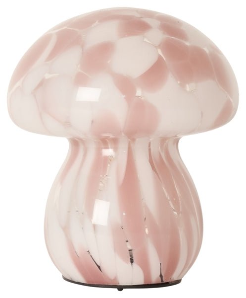 Svampe lampe i pink og hvidt glas - 16x13 cm