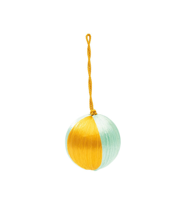 Gold/mint striped Christmas ornament