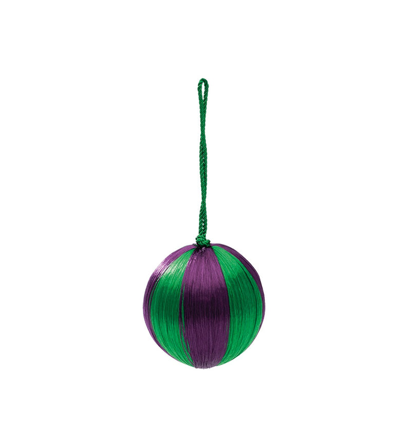 Green/purple striped Christmas ornament