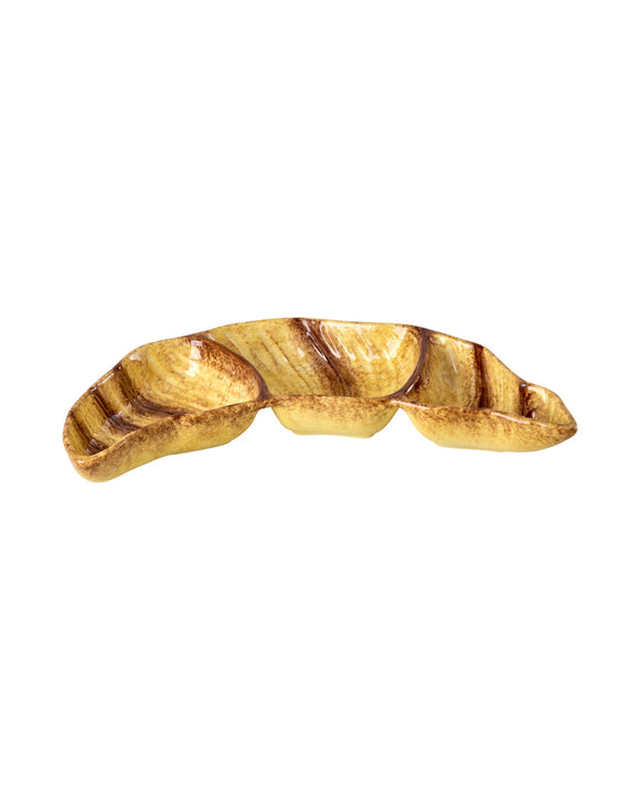 Stribet croissant tallerken i keramik fra Rice