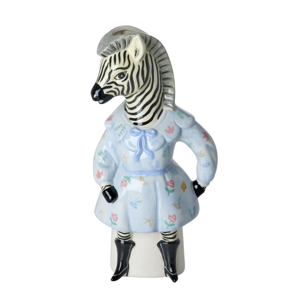 Zebra Keramik Vase - Lys Blå - Nathalie Lété fra Rice
