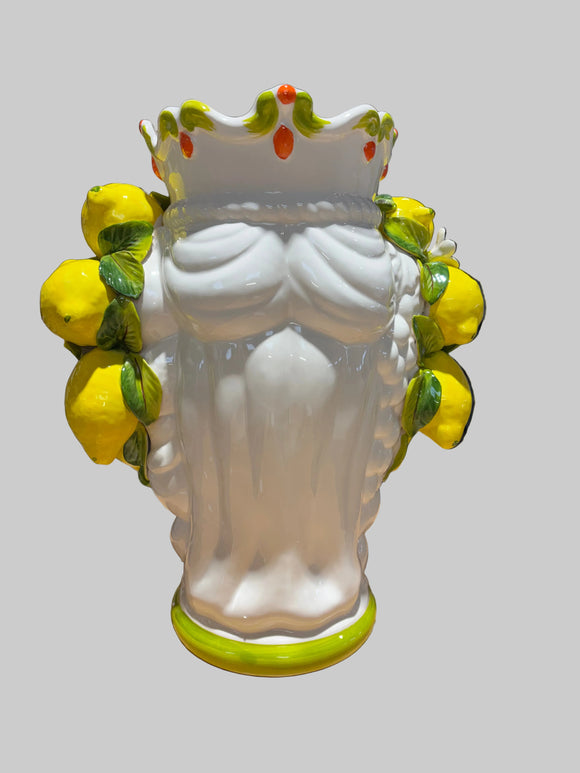 Testa Di Moro vase - Mand med citroner og blomster 45 cm set fra en anden vinkel
