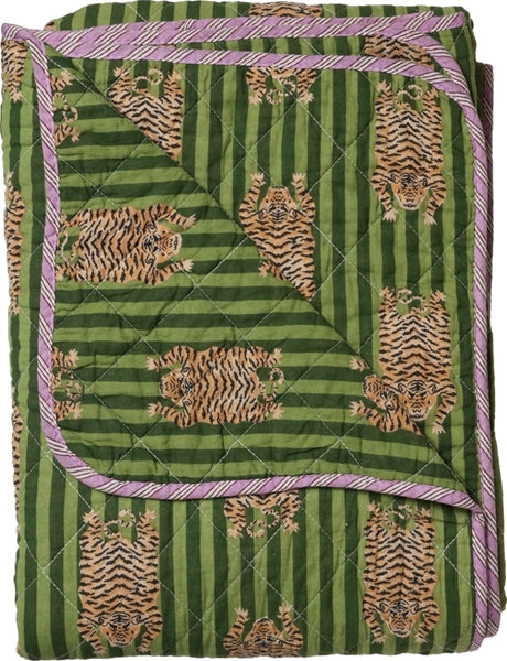 Quilt Ethnic plaid i bomuld, tiger/grøn fra EJA