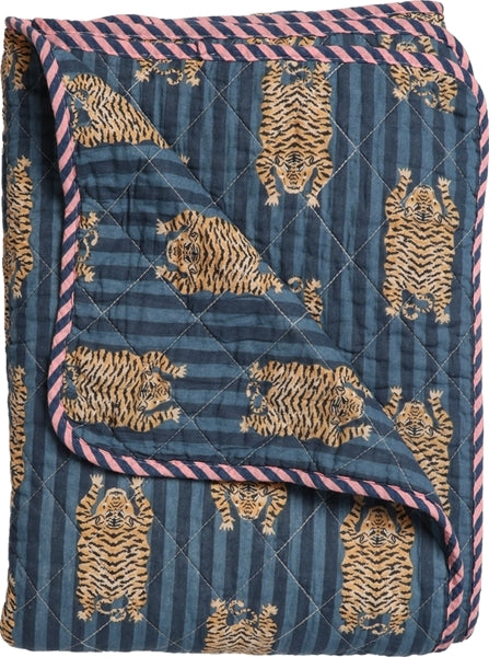 Quilt Ethnic plaid i bomuld, tiger/blå fra EJA