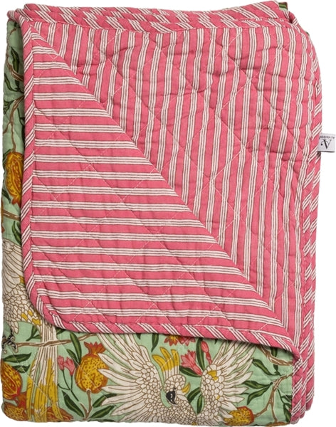 Quilt Ethnic plaid i bomuld, fugl mint/pink fra EJA