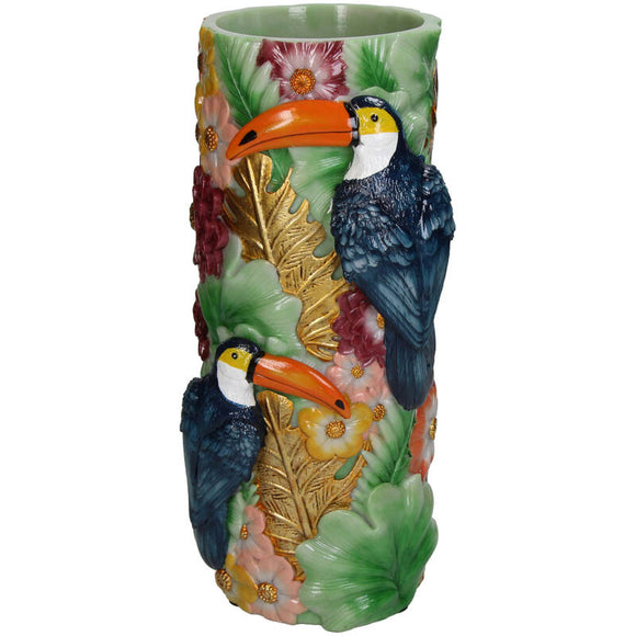 Vase med tukaner og blomster fra kersten