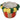 Red and brown striped potted planter with lemons