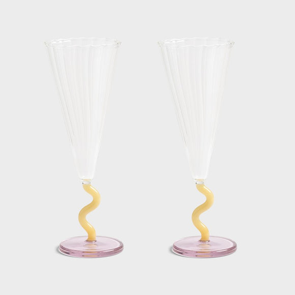 Flute curve caramel glas - sæt af 2 fra klevering