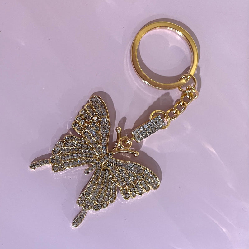 <tc>Butterfly with rhinestones key ring</tc>